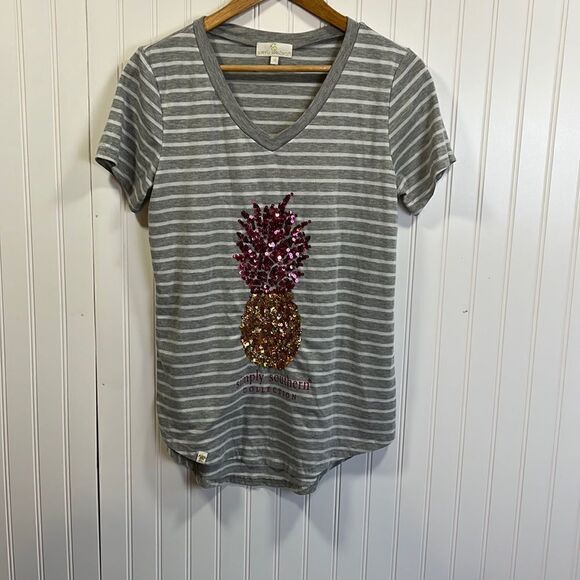 Simply Southern striped pineapple t-shirt - Picture 1 of 5